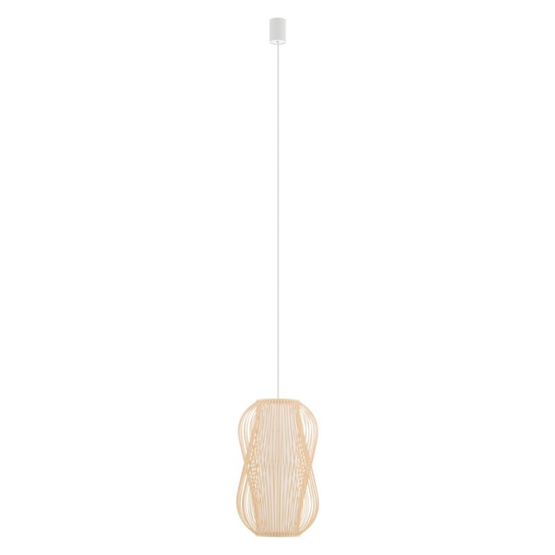 Lampa wisząca Nowodvorski Lighting Puket M naturalne drewno-biała wym: 160 x 26 x 26 cm 1xE27 x 25W 1 szt.