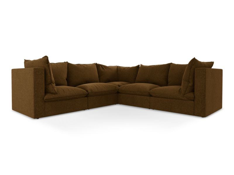 Modułowy narożnik LaMiaSofa RAVENNA z tkaniny welwetowej 255x255 cm musztardowy 1 szt.