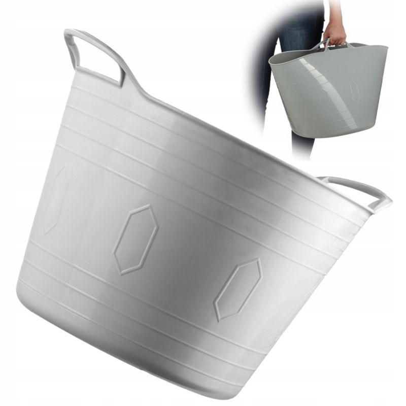 Kosz Na Pranie KADAX elastyczny Pojemnik Uniwersalny miednica 42L szary 1szt.