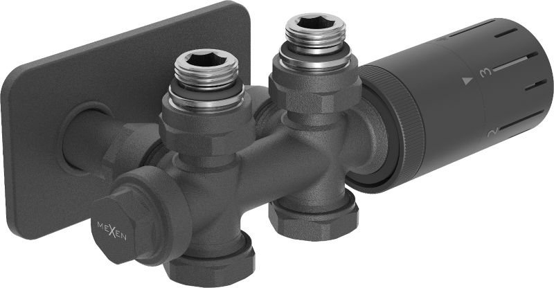 Zestaw termostatyczny kątowy/prosty Mexen G05 antracyt 1 szt.