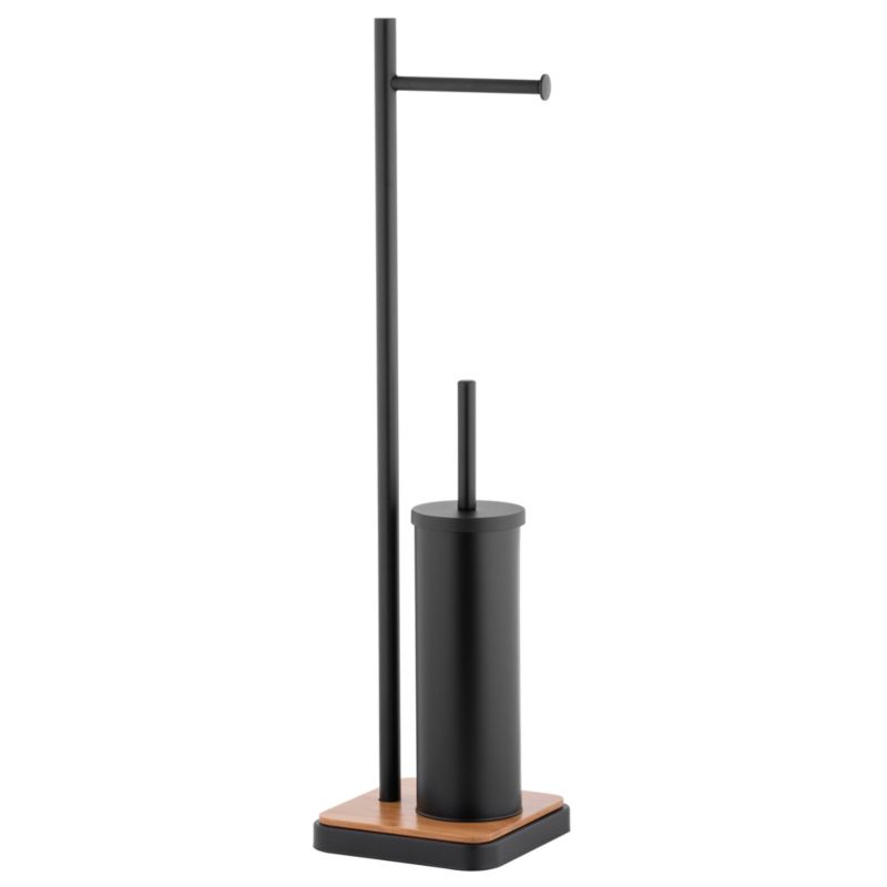 Stojak DYKA - Yoka Home uchwyt na papier toaletowy i szczotka do WC toalety czarna bambus - 1 szt.