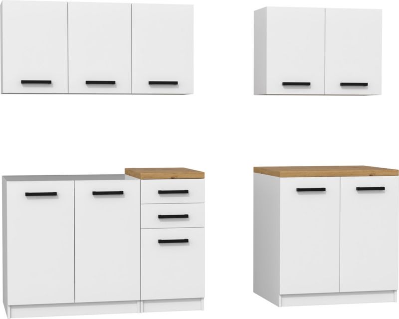 Meble Kuchenne Topeshop Set 200 Biel Dąb Artisan 60x200x180 cm 1 szt.