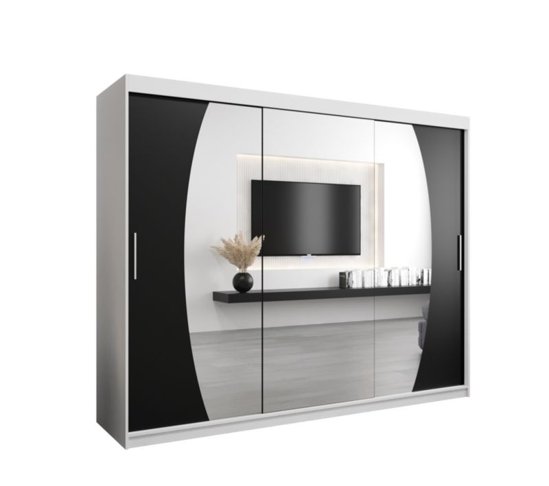 Szafa przesuwna Garderoba Abiks ELYPSE 250 biały mat + czarny mat 1 szt.