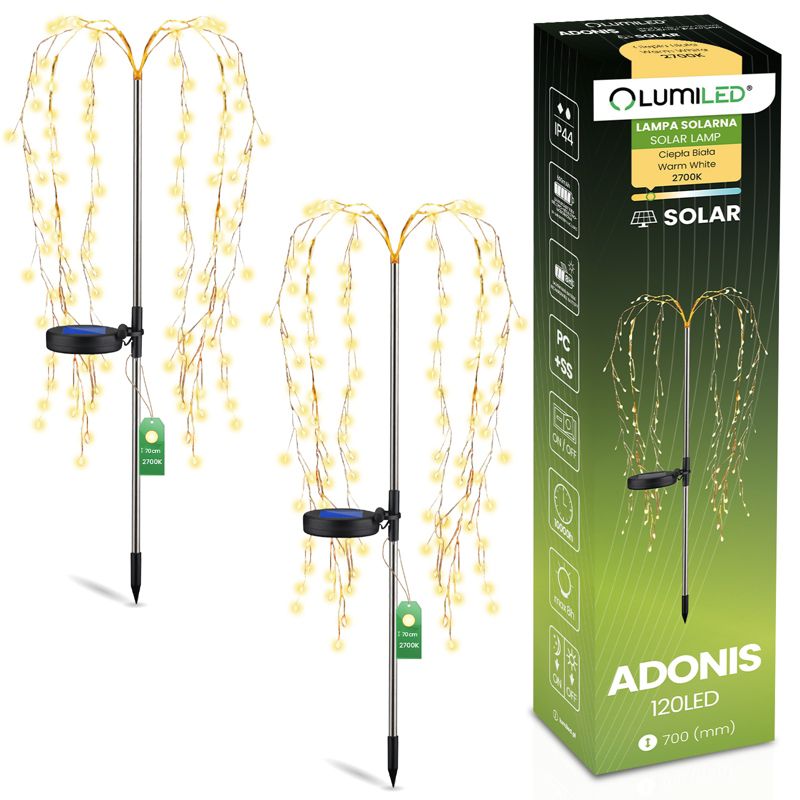 Lampa Solarna Lumiled Ogrodowa LED 2700K Wbijana Dekoracyjna Drzewko Efekt Wodospadu 2 szt.