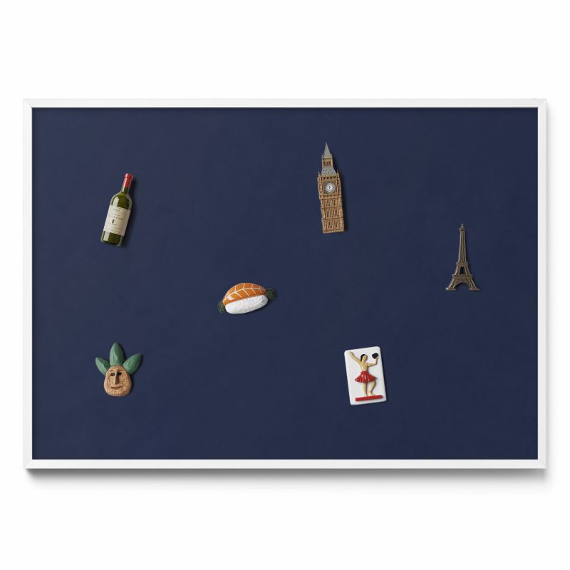 Tablica magnetyczna na ścianę Tulup 100x70 cm Kolor ciemny granatowy w białej ramie 1 szt.