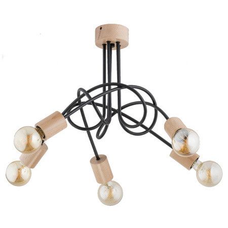 Lampa wisząca Alfa Tango Wood 4358 czarna industrialna 5xE27 x 15W 1 szt.