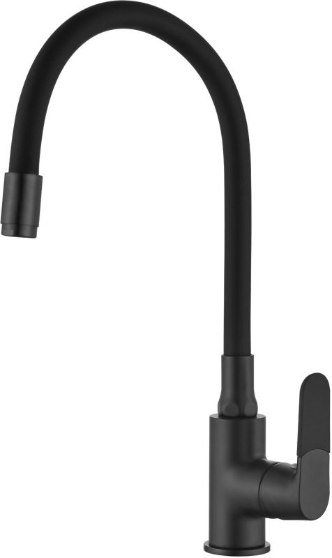 Bateria kuchenna Invena Joga Plus czarny mat elastyczna wylewka stojąca jednouchwytowa 1 szt.