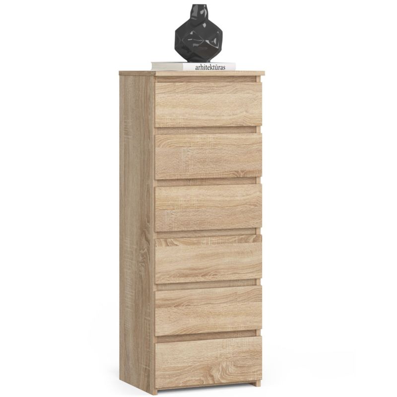 Komoda Akord CL6 Dąb Sonoma 40 cm 6 szuflad fronty kolor Dąb Sonoma mat 40x35x109 cm 1 szt.