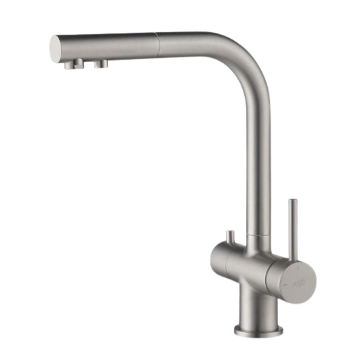 Apala 4-way Blue Water, bateria kuchenna w kolorze stali z wyciąganą wylewką.