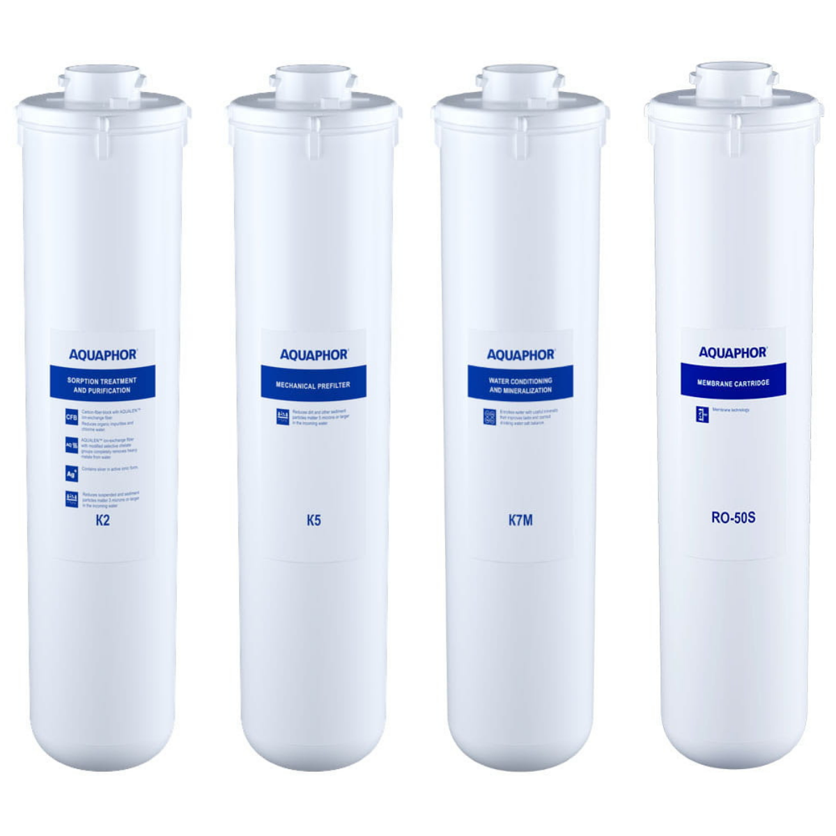 Pełny zestaw wkładów z membraną i mineralizatorem do Aquaphor Morion. Wkłady K2, K5, K7M, RO50S. Zestaw promocyjny.