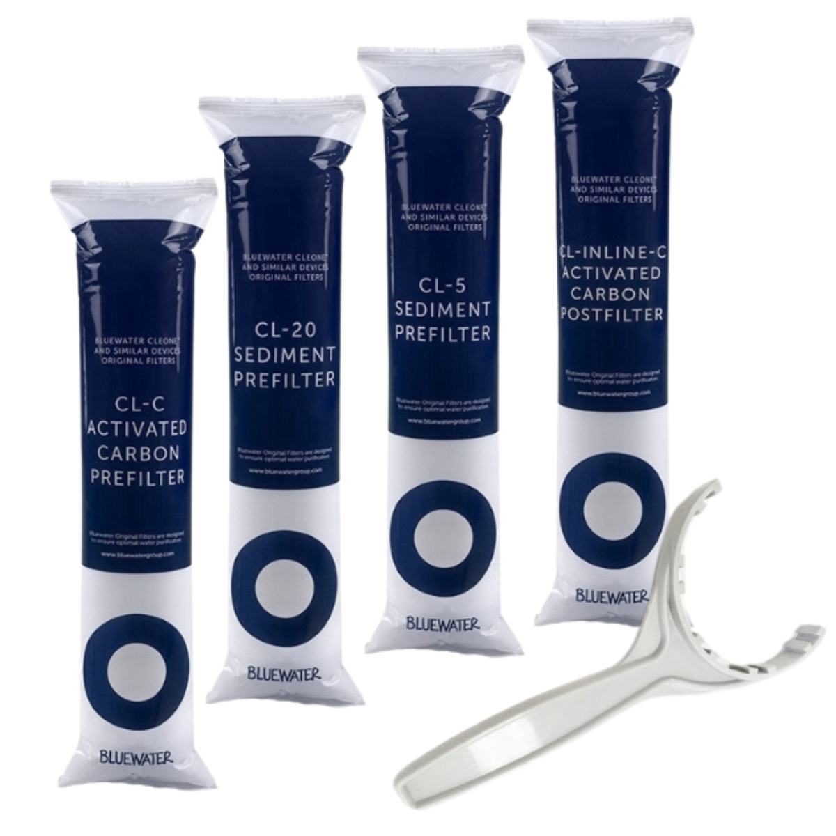 Filtry Bluewater Cleone na pełny/roczny serwis Cleone, Aqueena Zepter + klucz serwisowy. Oryginalne wkłady Bluewater.