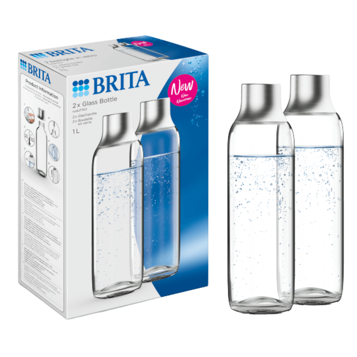 BRITA sodaTRIO butelka szklana 2 szt. Wymienne butelki saturatora Brita Trio.