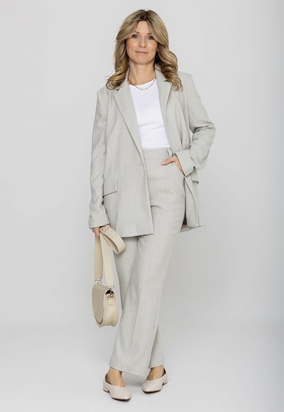 Lillow - SPODNIE Damskie CYGARETKI PRESTON dłuższe - szara jodełka - Materiał wiskoza - Uszyto w Polsce