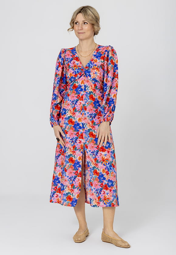 Lillow - Sukienka AMBRE - kwiaty, rozm. XS - Materiał wiskoza - Uszyto w Polsce