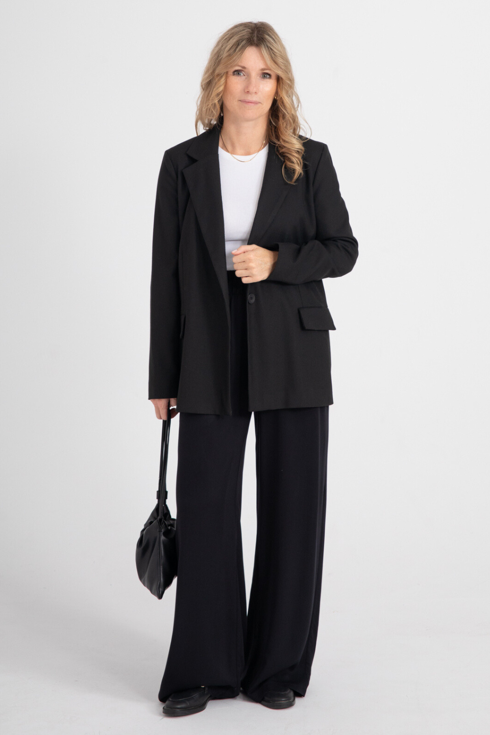 Lillow - Szerokie SPODNIE Damskie LIAM krótsze - czarne - Uszyto w Polsce