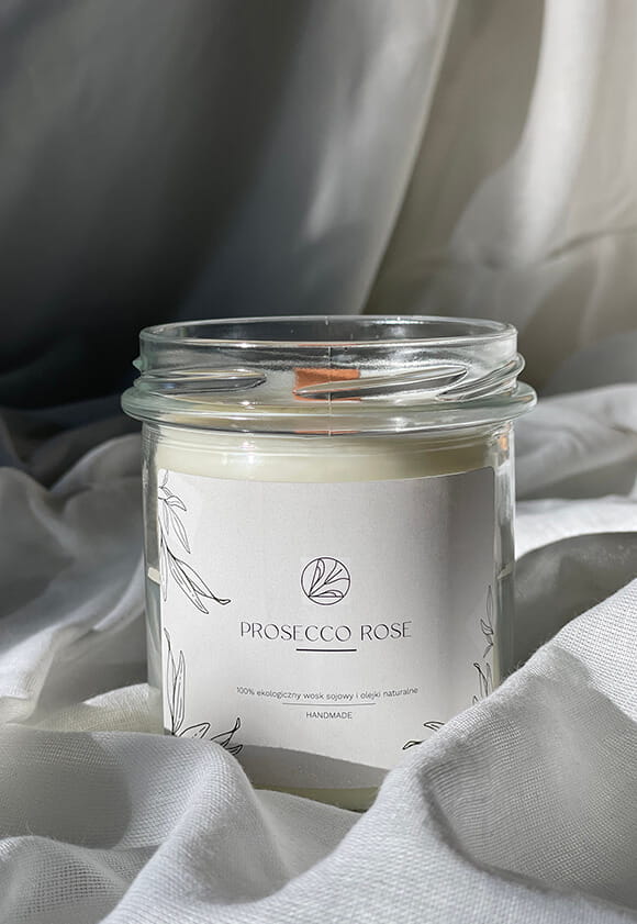 Lillow - Duża ŚWIECA SOJOWA 300 ml - Prosecco Rose - Uszyto w Polsce