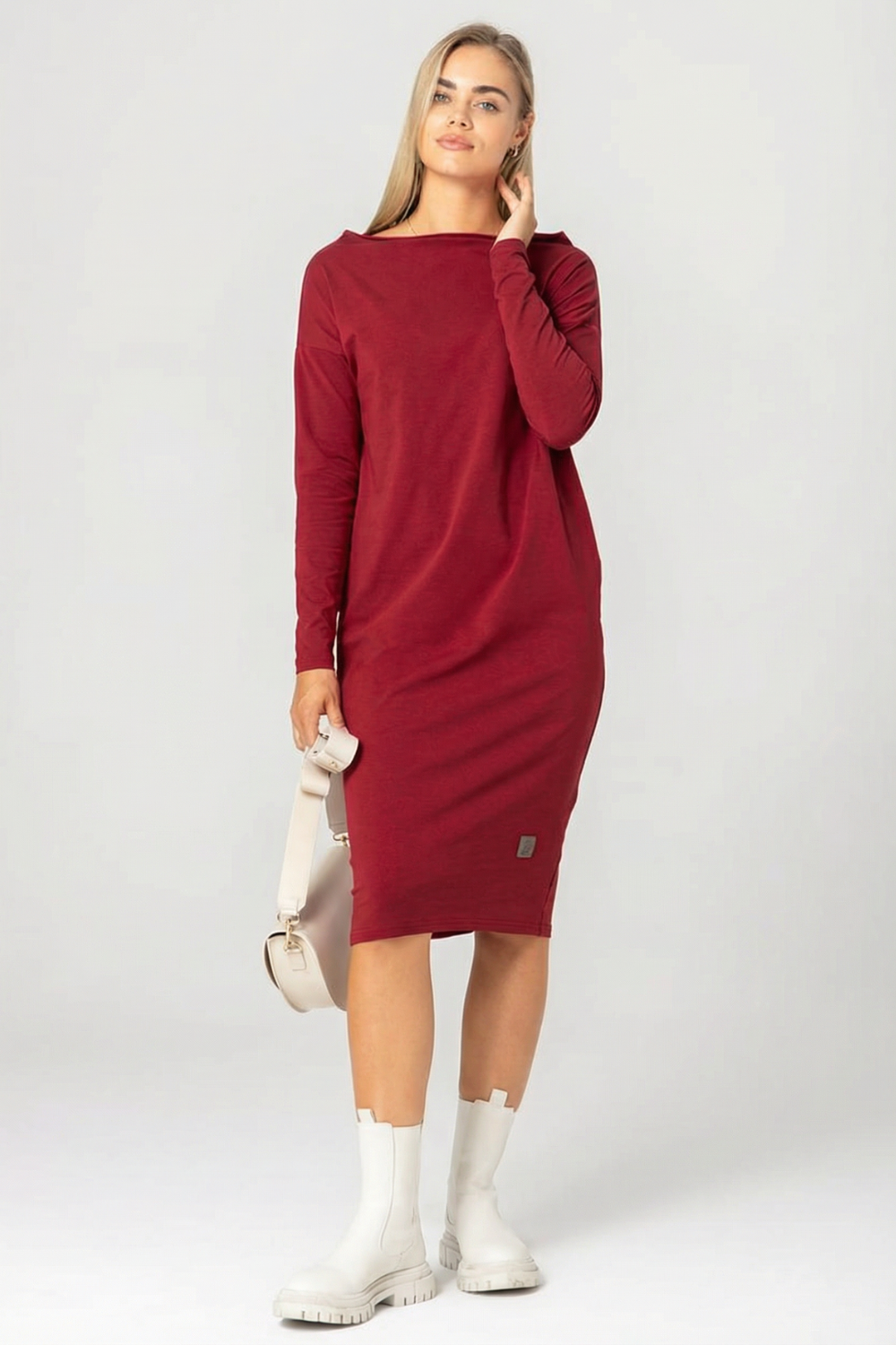 Lillow - SUKIENKA TUBA dłuższa - wino - Materiał bawełna - Uszyto w Polsce