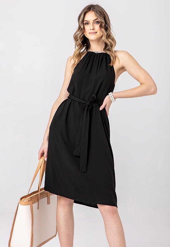 Lillow - Dwustronna SUKIENKA WONDER midi - czarna - Materiał wiskoza - Uszyto w Polsce