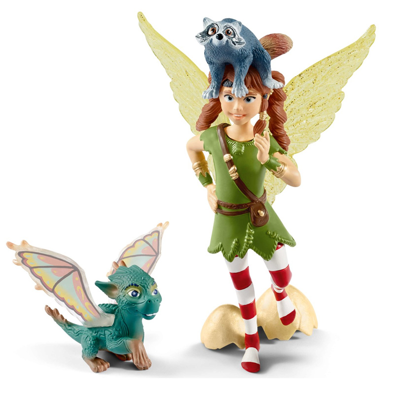 Schleich Bayala Movie Elfka Marween z szopem Piuha i smokiem Nugura 70581