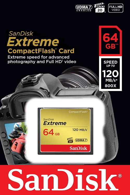 SanDisk CF Extreme 64GB 120MB/s x800 SDCFXSB-064G-G46 - Henryx24