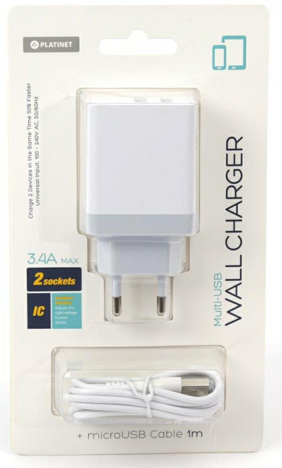 PLATINET Ładowarka 2xUSB 3,4A 43723 +kabel micro SIECIOWA - Henryx24