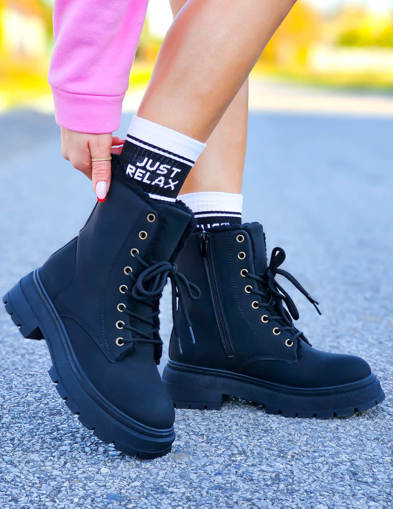 Wysokie Trapery Damskie Glany Ocieplane Zimowe Baddox