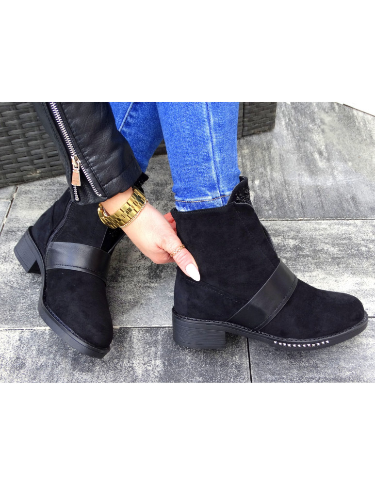 Eleganckie Zamszowe Sztyblety Botki Damskie Bizu