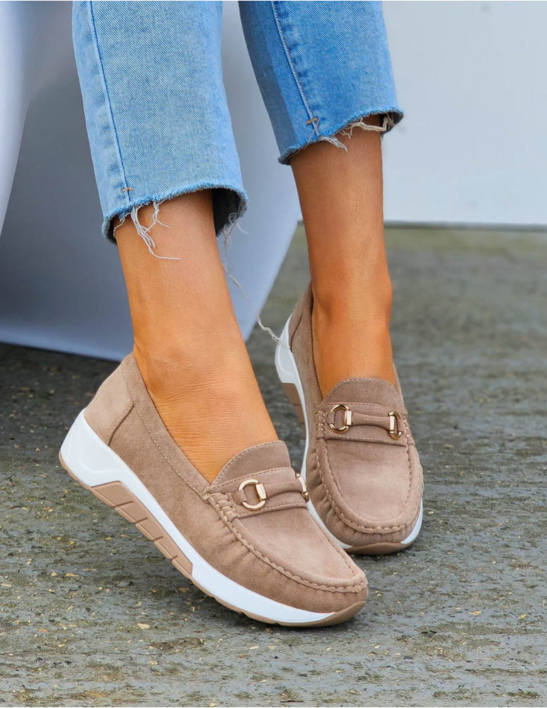 Sportowe Mieciutkie Mokasyny Półbuty Beżowe Aliss