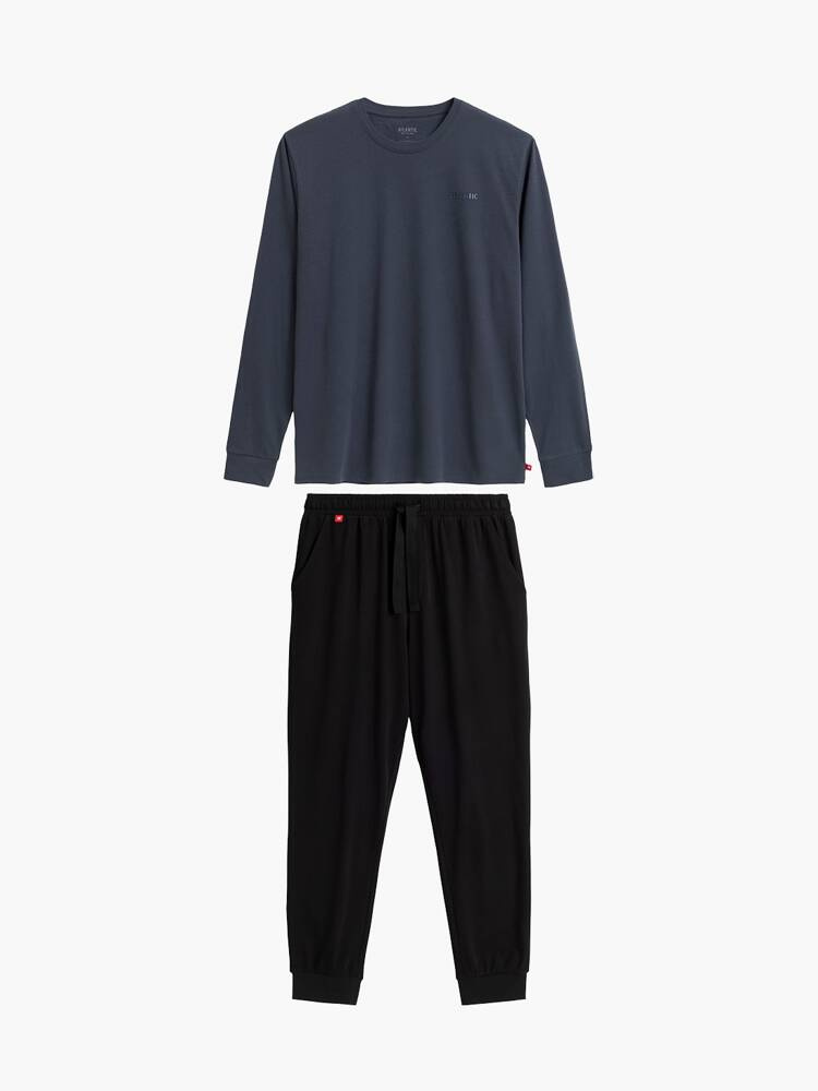 Piżama męska bawełniana | Grafit-Granat | Atlantic | NMP-372