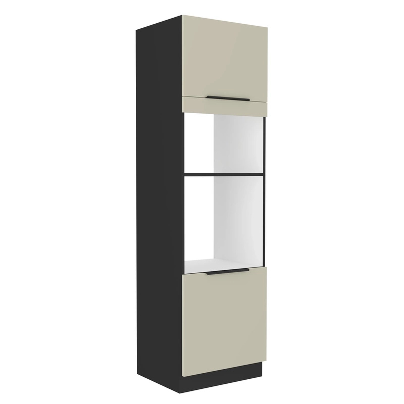 Wysoka szafka kuchenna do zabudowy mikrofali i piekarnika 60 cm ANES kaszmir