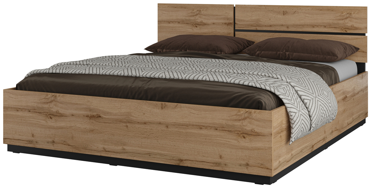 Łóżko skrzyniowe 180x200 cm do sypialni CROSS dąb wotan
