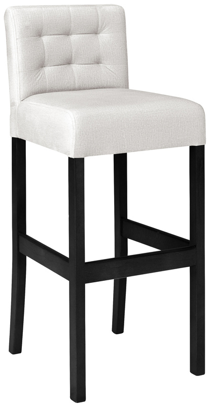 Drewniany hoker do kuchni z tapicerowanym siedziskiem oraz oparciem HANDY