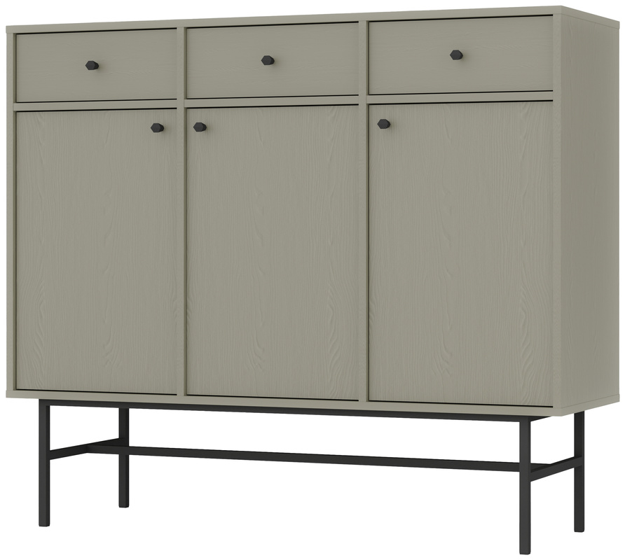 Pojemna komoda trzydrzwiowa z szufladami do salonu 124 cm TOKEN