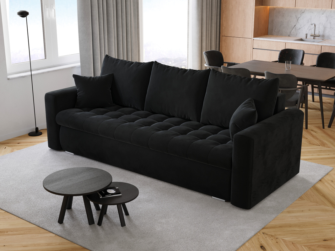 Nowoczesna kanapa do salonu z funkcją spania i pojemnikiem LUIS