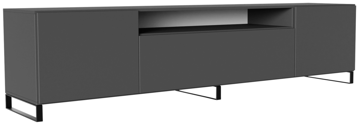 Grafitowa szafka RTV na nóżkach nowoczesna 200 cm LANTOS pod telewzior
