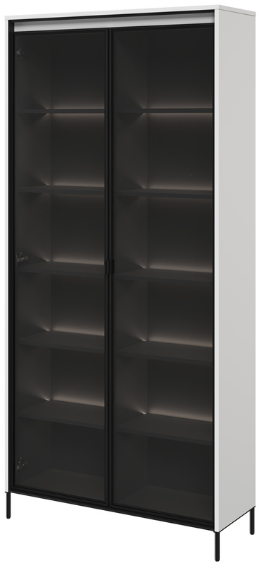 Nowoczesna witryna biała z wysokimi nóżkami do salonu 90 cm TREND