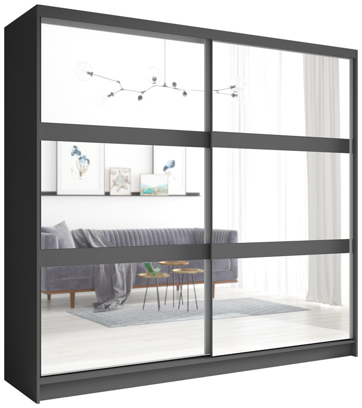 Szafa dwudrzwiowa do sypialni 230 cm przesuwna FLORIS grafitowa