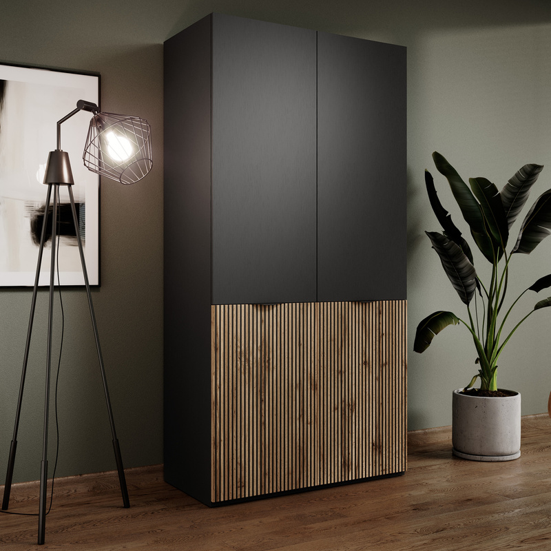 Nowoczesna szafa modułowa z półkami i drążkami 101 cm SIGMA