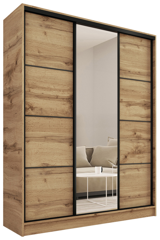 Szafa przesuwna z lustrem dąb wotan LOFT