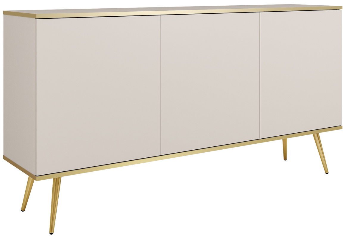 Trzydrzwiowa beżowa komoda 160 cm do salonu ORVIETO