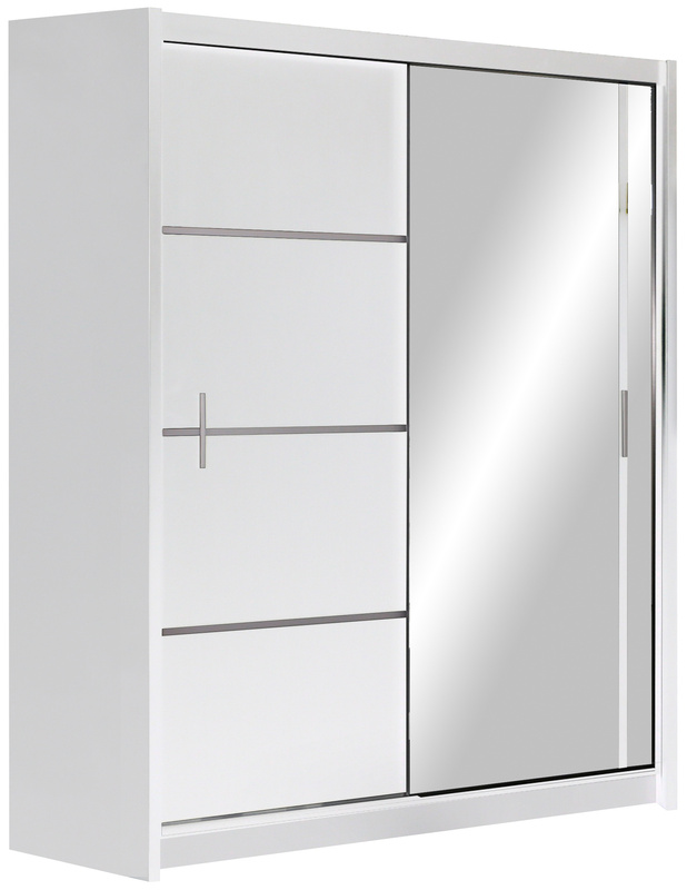 Biała szafa przesuwna z lustrem i półkami 200 cm VOTIS