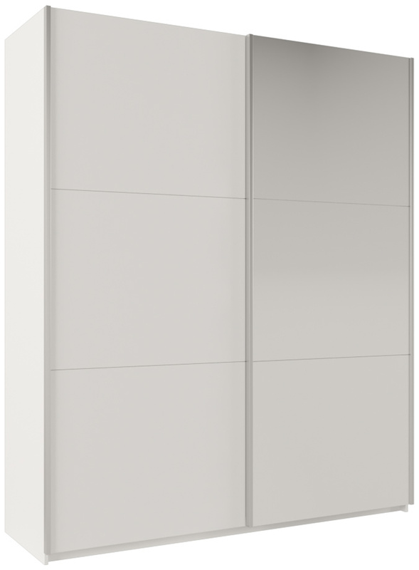 Biała szafa przesuwna z lustrem i półkami 200 cm RUBIN