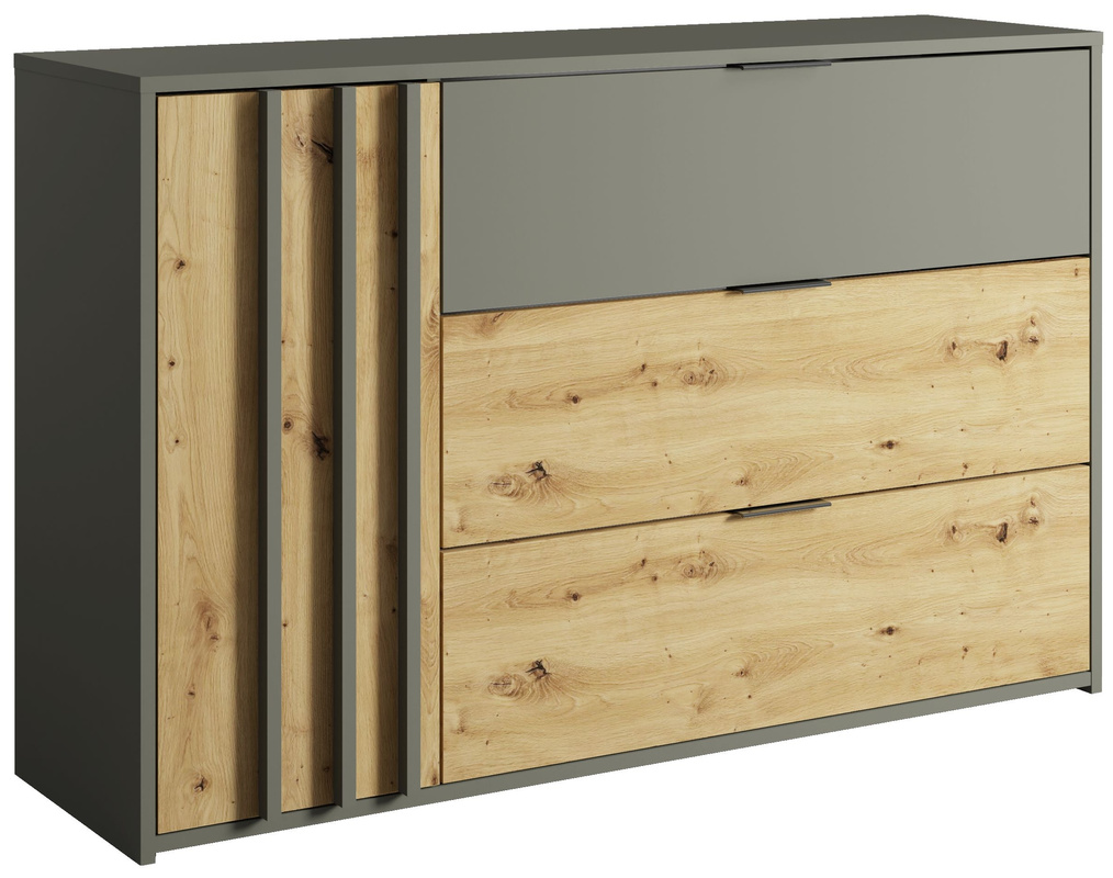 Nowoczesna komoda 125 cm do sypialni z szufladami RUSTICA szary grafit