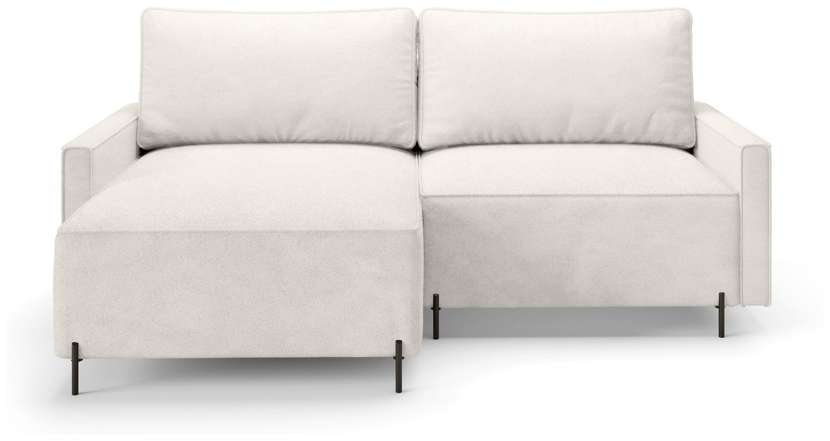 Beżowy rozkładany narożnik do salonu na nóżkach z funkcją spania NORTON