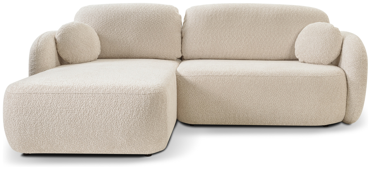 Beżowy narożnik z funkcją spania do salonu boucle OMERO