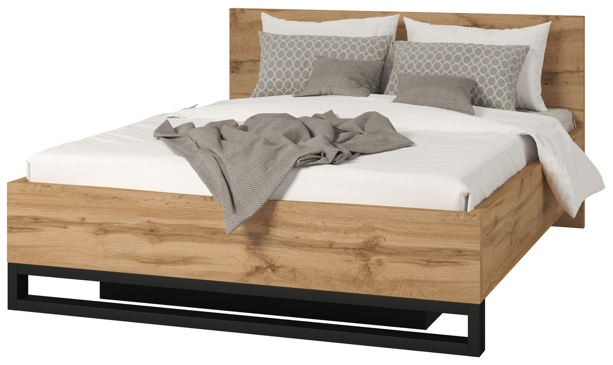 Dwuosobowe łóżko drewniane ze stelażem do sypialni 160x200 cm HALLE S