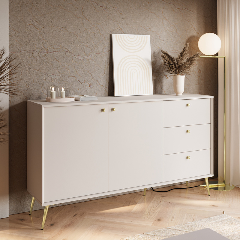 Komoda dwudrzwiowa ROSEA 156 cm do salonu beż piaskowy