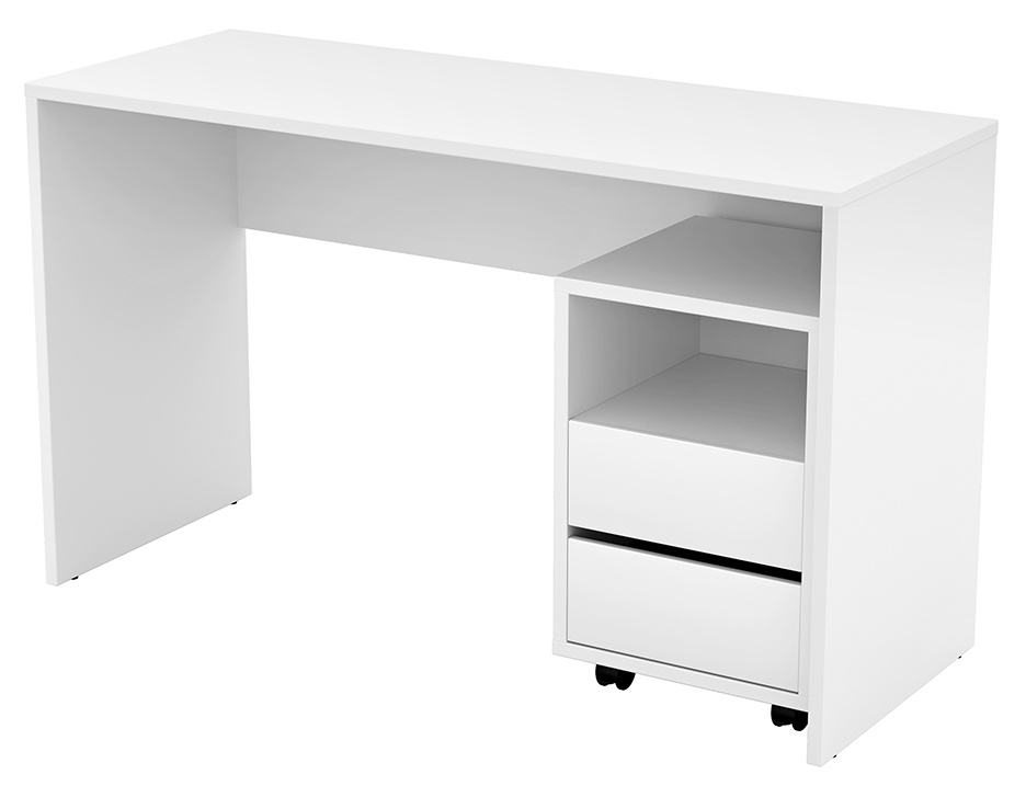 Białe biurko komputerowe z kontenerkiem 130 cm AGAPI