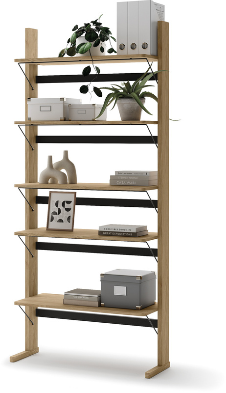 Wysoki regał 88 cm do salonu z półkami dąb olejowany OLLIE