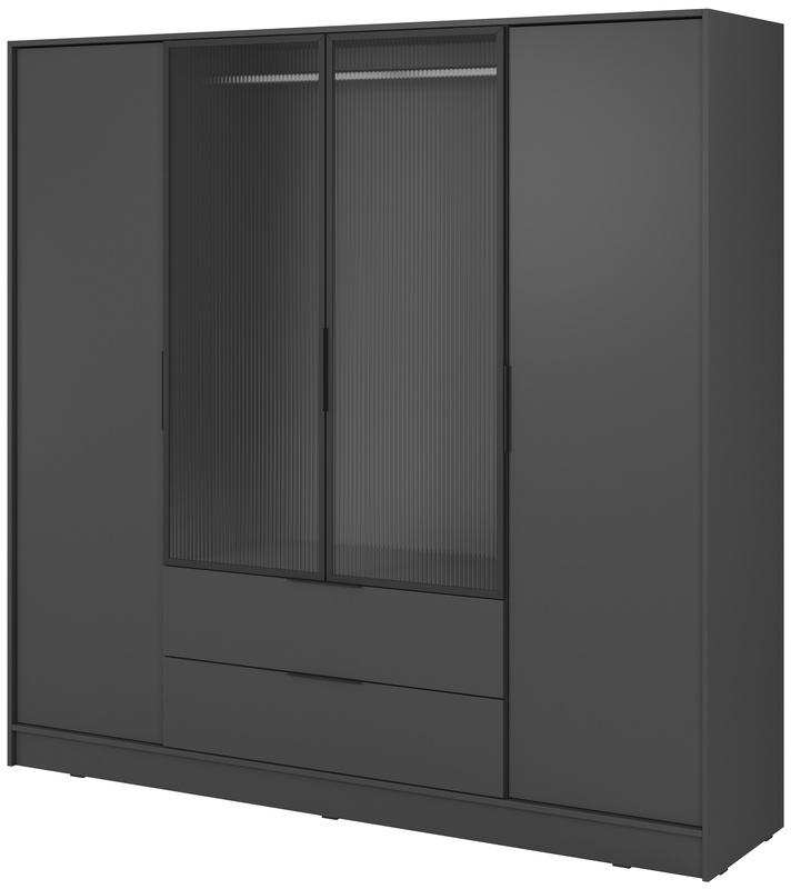 Grafitowa szafa uchylna z witryną 206 cm do sypialni KAMIS
